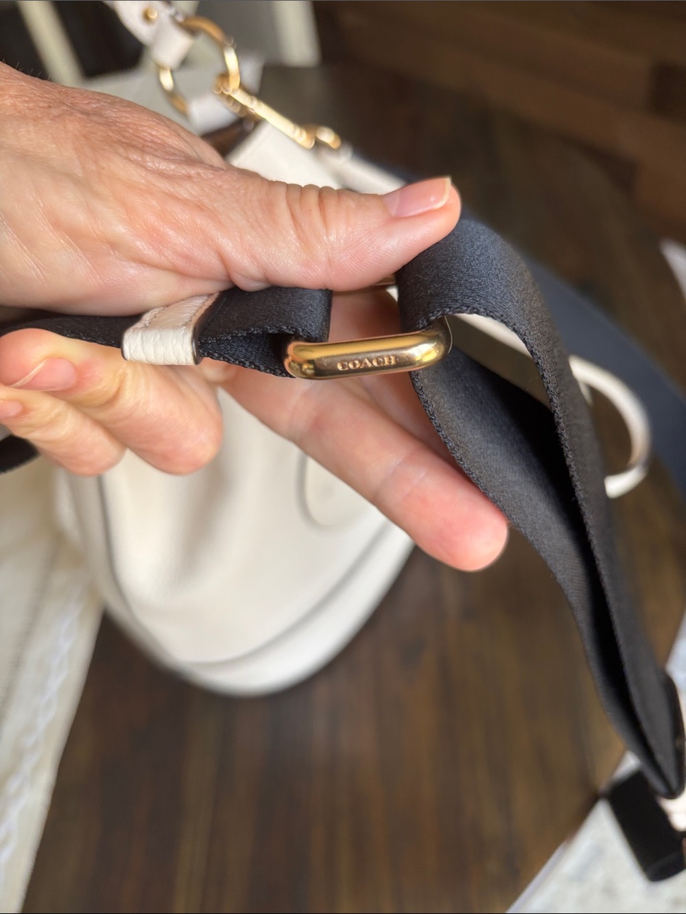 Coach Dempsey Pebbled Leather Drawstring Bucket Bag with Black Strap - Picture 10 of 10